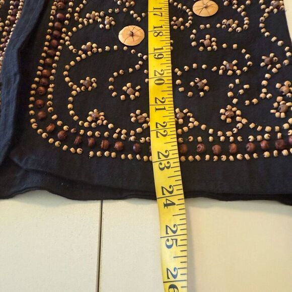 Vintage Tee-N-Tee Black Vest With Wooden Beads Sz M Boho, Cottagecore - Picture 7 of 10
